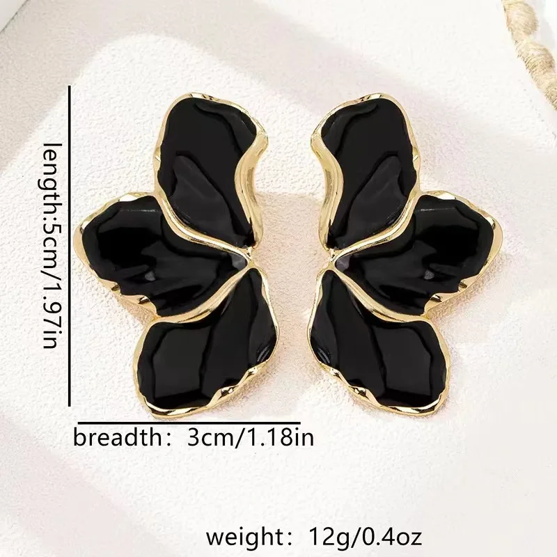 2PCSFashion Delicate Gold Plated Lrregular Back Earrings Heavy Design High Quality Cream Flower Earrings, The Best Family Gift F