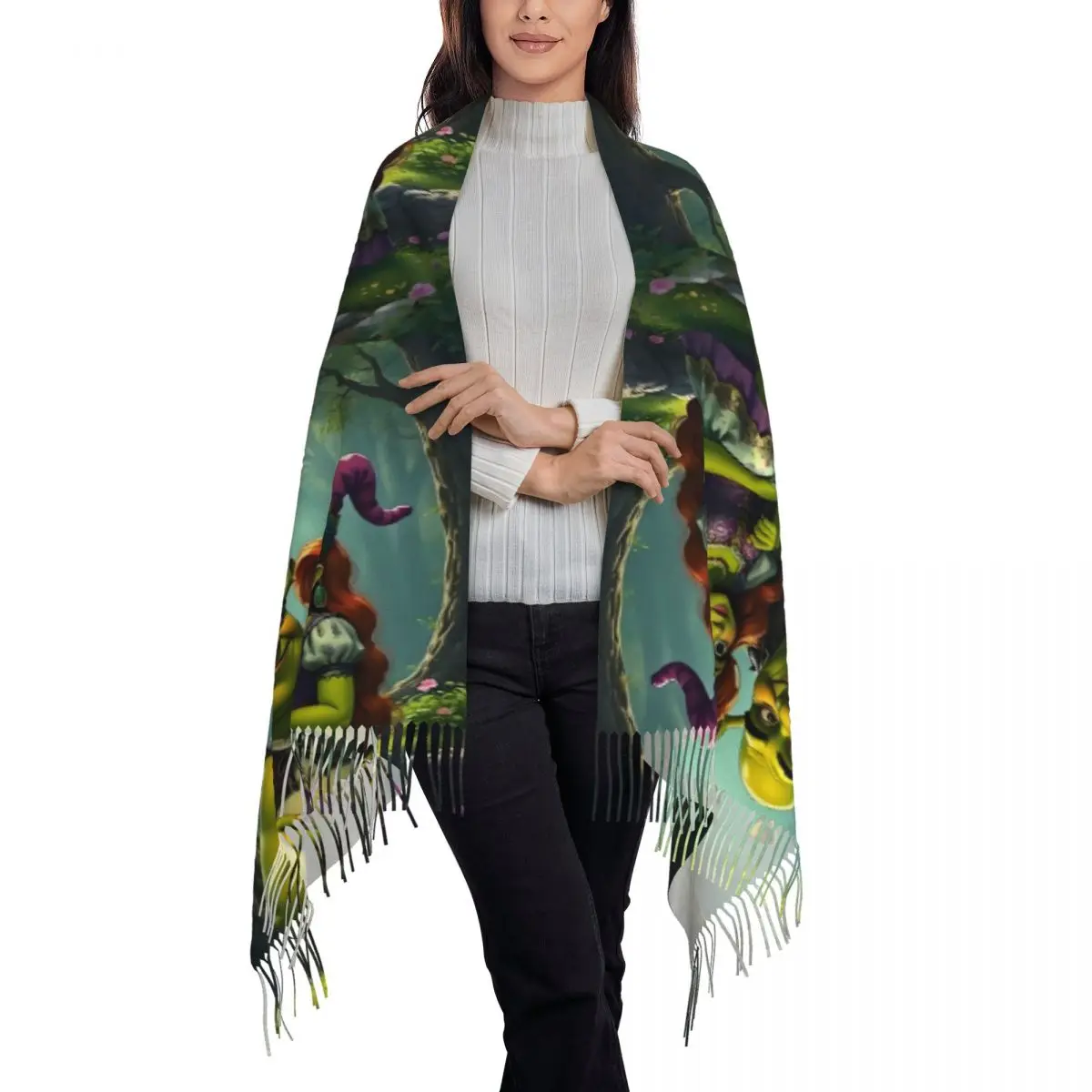 مخصص طباعة فيلم كوميدي شريك مضحك وشاح النساء الرجال الشتاء الدافئة الأوشحة الكرتون Kawaii أنيمي شالات يلتف