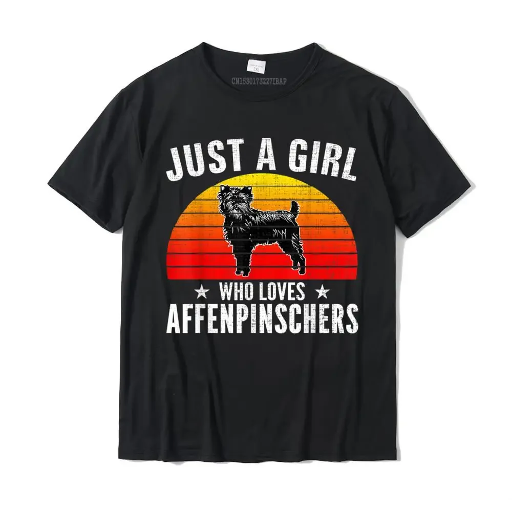 Retro Just A Girl Who Loves Affenpinschers Funny Women Gift T-Shirt Tshirts Rife Casual Cotton Mens Tops Shirts Funny