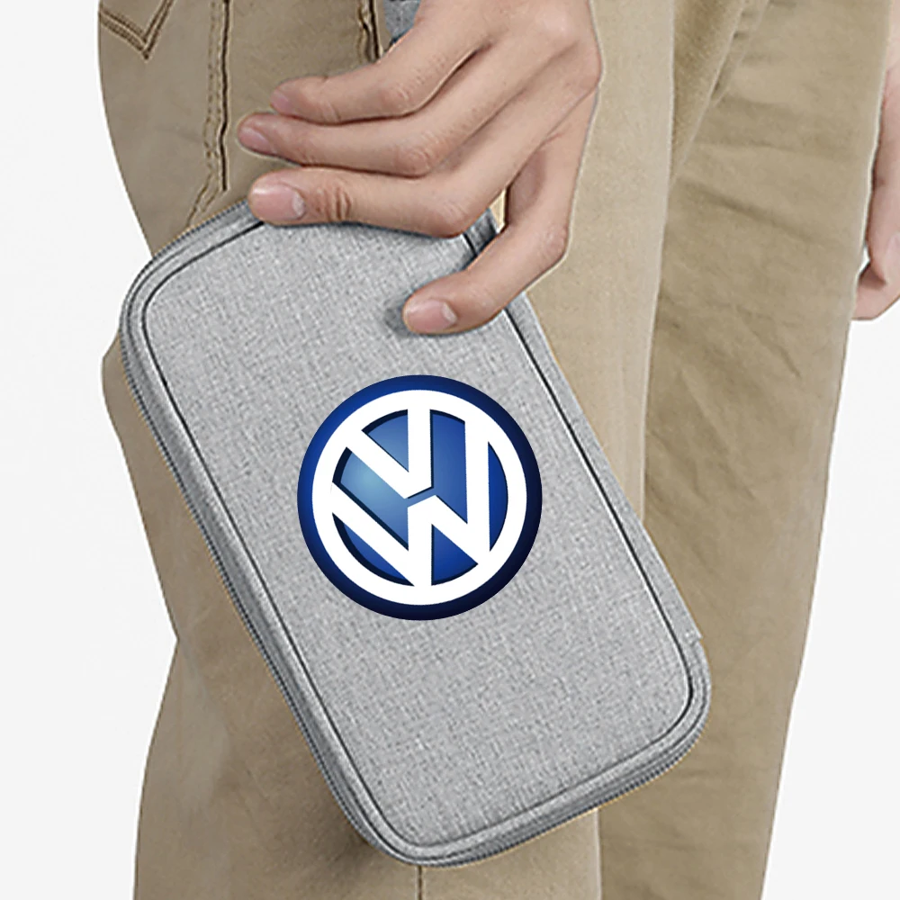 Portable Car Travel Storage Bag For Car Keys Drivers License Gadget Card Bag For Volkswagen VW Rline Golf Mk5 Tiguan Jetta Polo