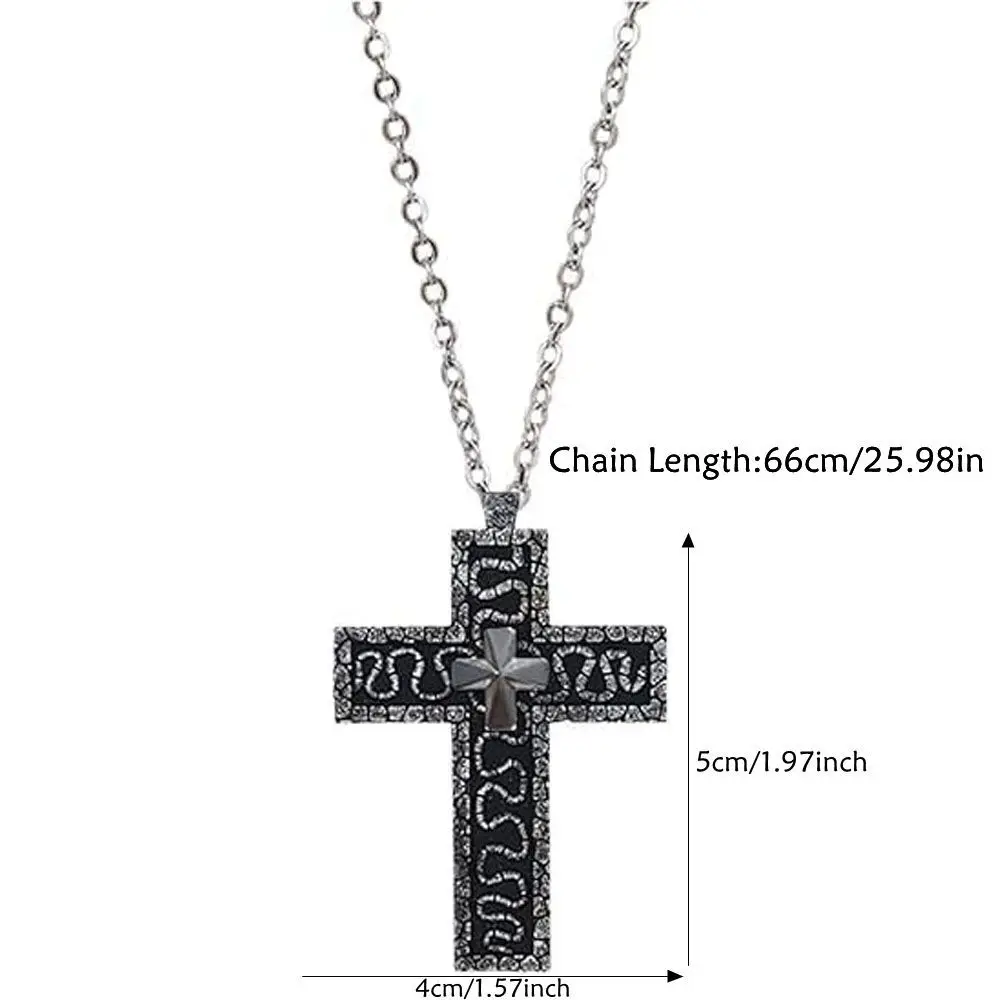 with Secret Compartment Cross Pendant Necklace Openable Stainless Steel Chain Pendant Necklace Vintage 3D Printed Charm Jewelry image 6