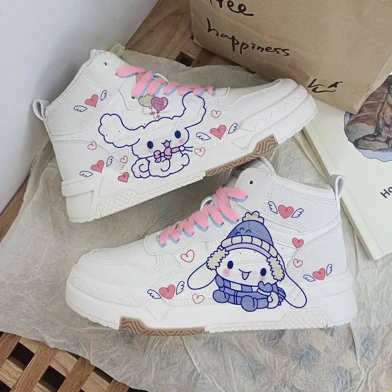 Nowe oddychające Casual damskie buty Sanrio dziewczęce cynamonowe buty deskorolkowe śliczne kreskówki modne trampki do biegania sportowe buty na