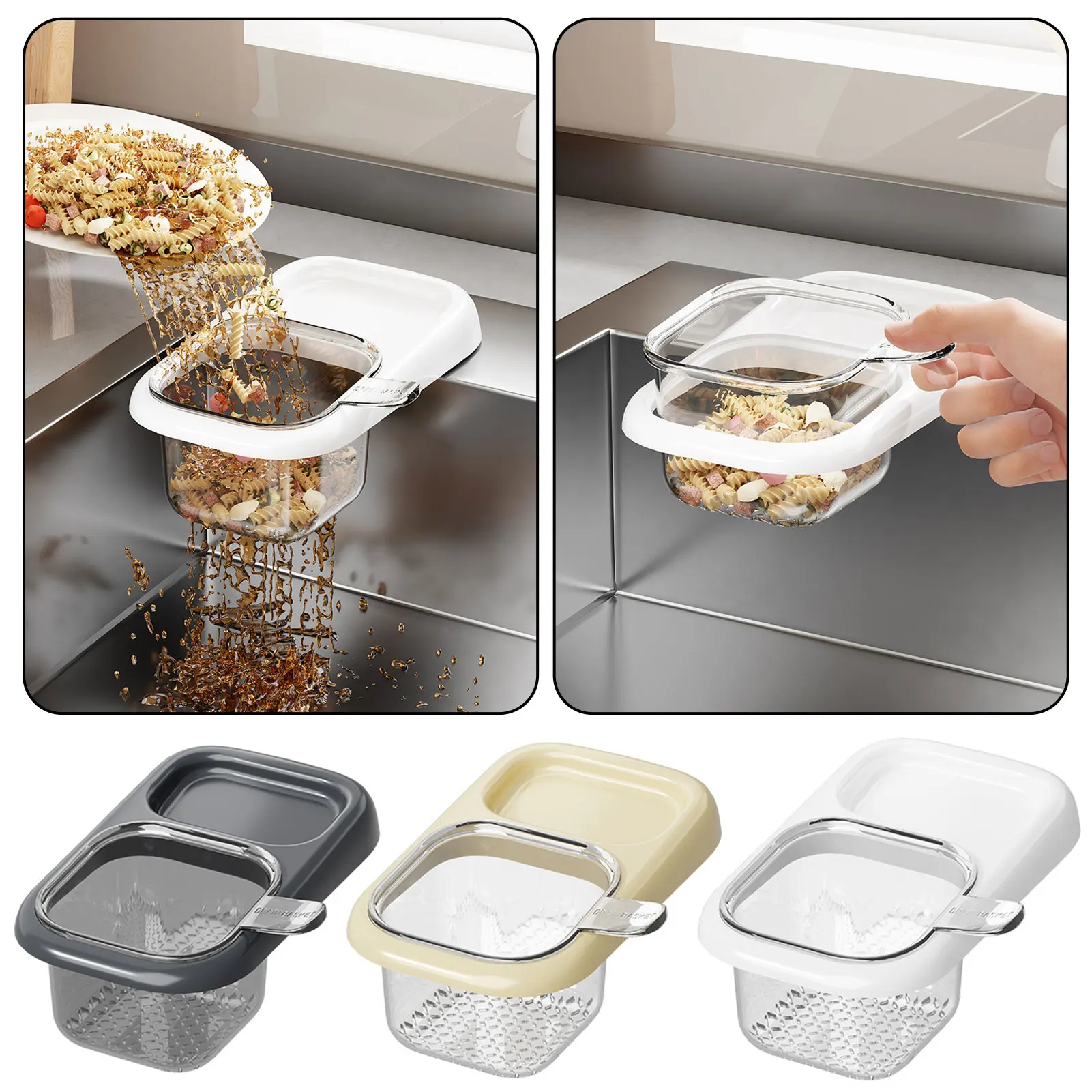 

Food Waste Sink Filter,Suction Cup Sink Hanging Strainer,Kitchen Food Scrap Filter,Drain Basket,Multi-Functional Sink Separator