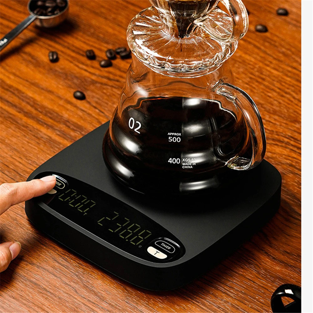 2KG/0.1g Smart Digital Scale USB Charge Kitchen Scale Drip Coffee Scale Waterproof LCD Display  Baking Scale Balance Gram Scale