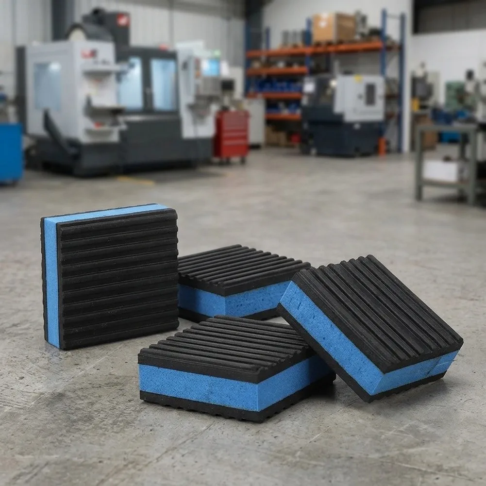 4pcs Rubber Anti Vibration Isolator Pads EVA Core Blue for HVAC Units Washing Machines Dryers Treadmills Floor Protection