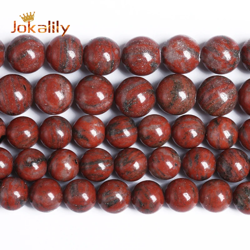 Sesame Red Jaspers Beads Natural Stone Round Loose Spacers Beads For Jewelry Making DIY Bracelets Accessories 4 6 8 10 12mm 15