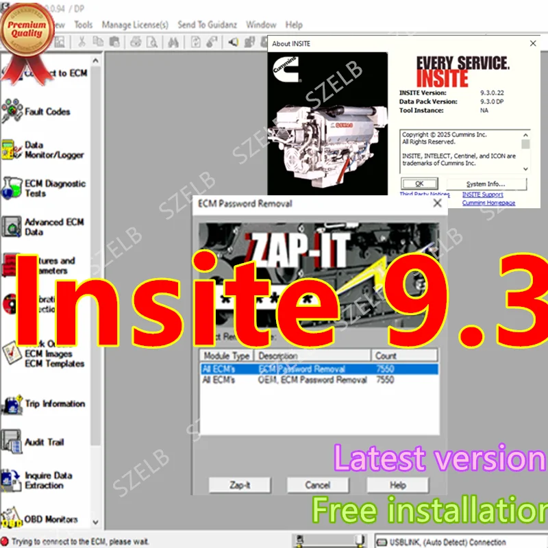 

Программное обеспечение для диагностики двигателей Cummins Insite Pro 9.3, коды неисправностей [с функциями Fleet Counts, Zap-It, OEM Zap-It], не истекает срок годности + помощь по установке