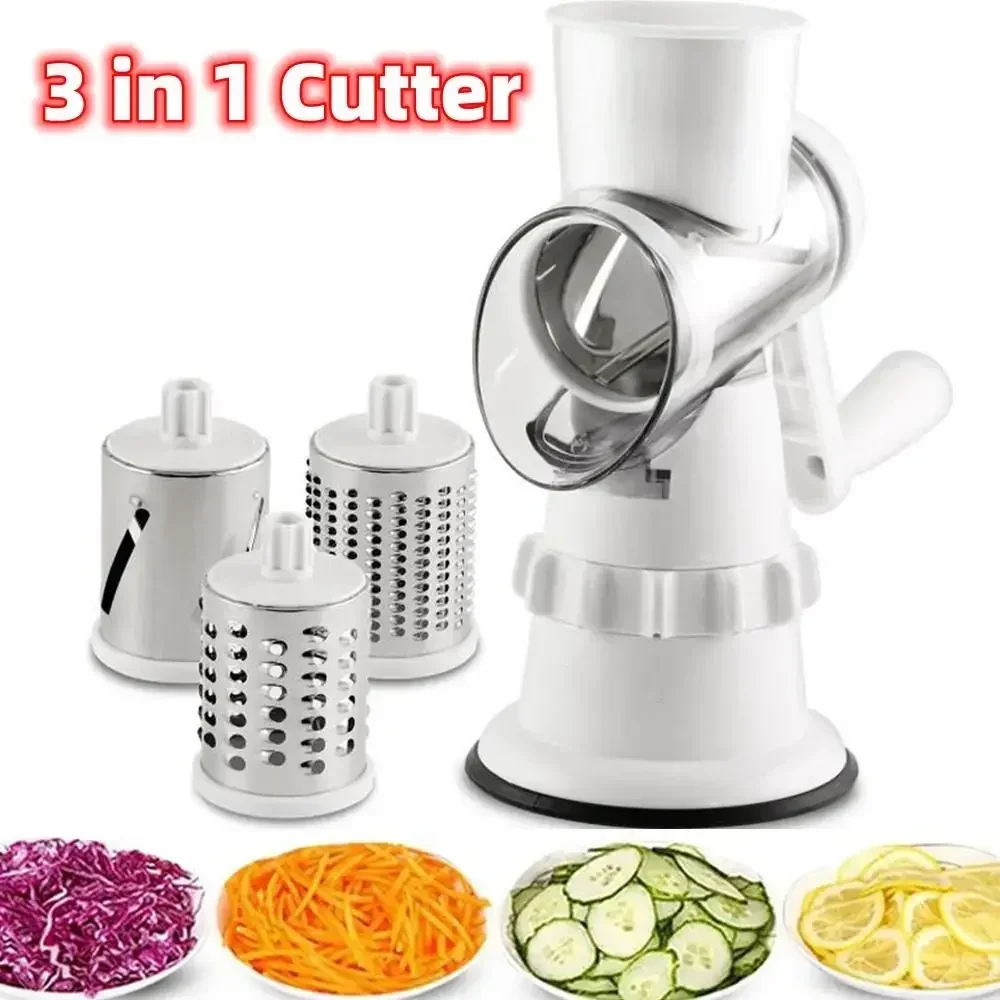 

3 In 1 Vegetable Slicer Manual Kitchen Accessories Grater For Vegetable Cutter Round Chopper Mandolin Shredder Potato Home Kitch