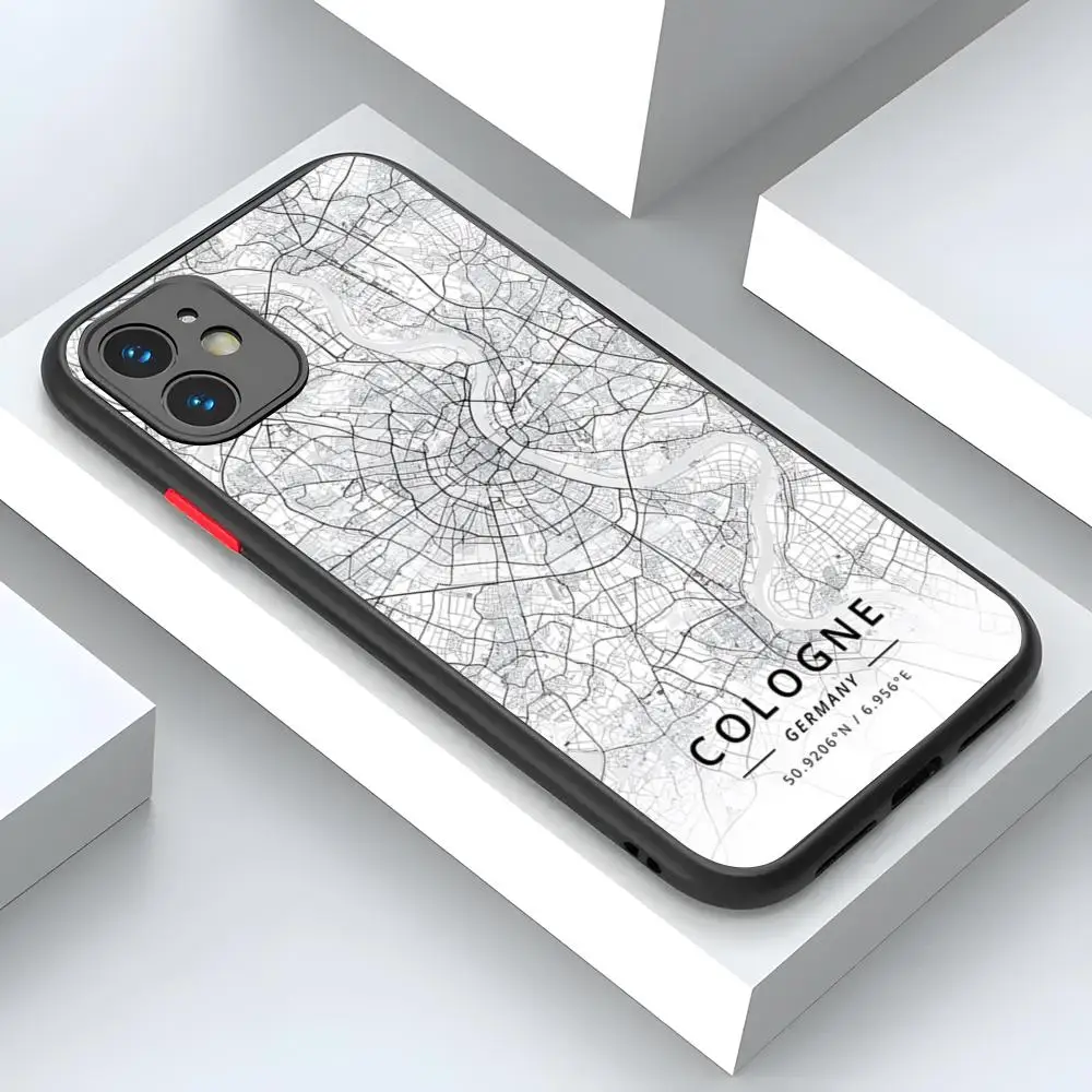 Paris Country Sketch City Map Phone Case luxury For iPhone 15 14 12 13 11 Pro XR XS Max Mini X 7 8 Plus matte shell Cover