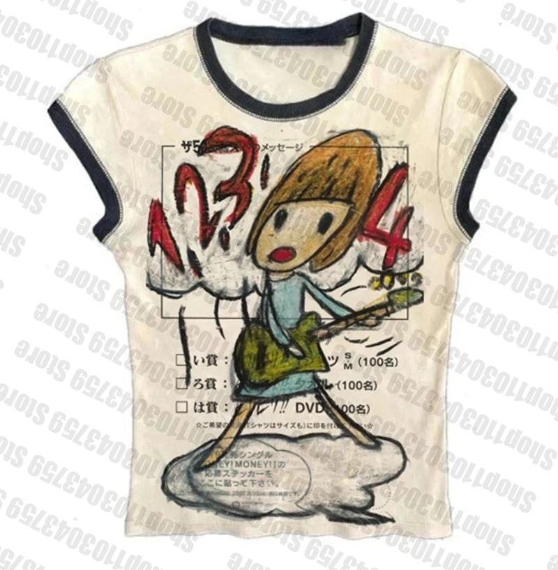 Baby Tees Y2k Tops Women's T-shirts 90s Vintage Clothes Crop Top Women Spring 2025 Woman Harajuku Kawaii Aesthetic Clothing Goth image 2