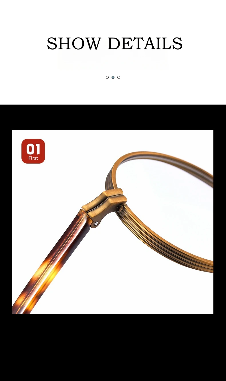 YIMARUILI Ultra-licht Titan Legierung Acetat Brillen Frauen Mode Retro Runde Kleine Optische Brillen Rahmen Männer – Detail 5