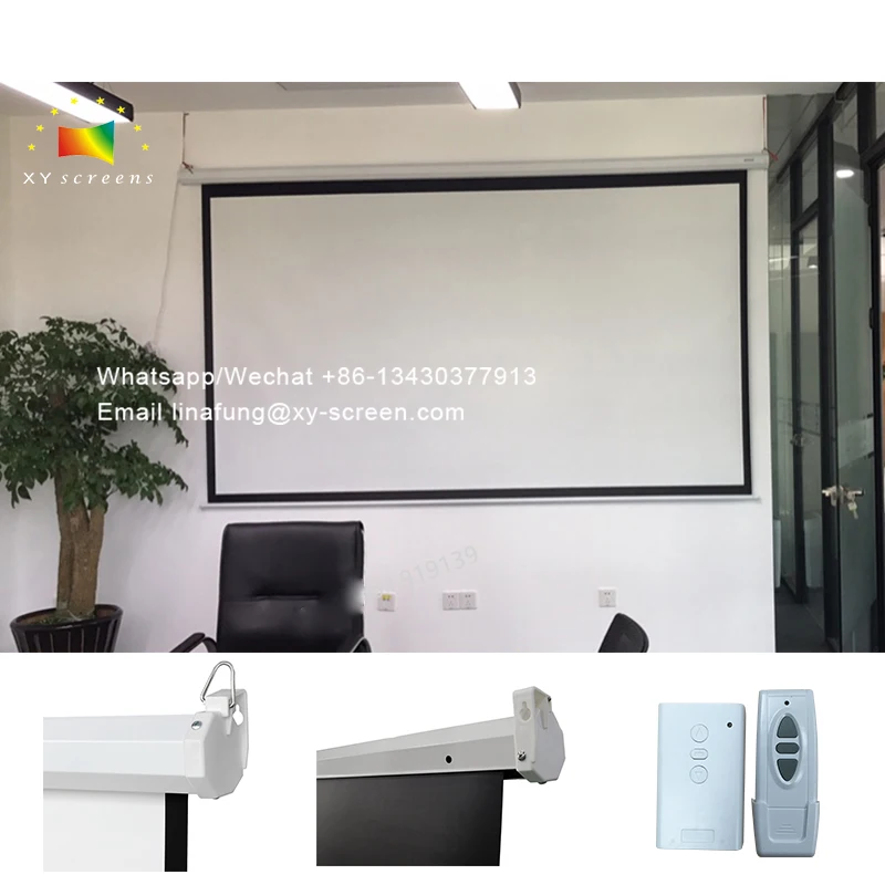 OEM/ODM 60-150inch Classic entry level Electric Drop Down Movie Screen Cheap HD pull down Projector Screen