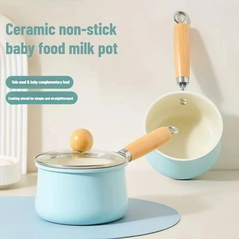 JUSTINLAU 16/18cm Diameter Ceramic Glaze Small Cast Iron Pot Cooking Pot Non Stick Cookware Suitable for Home Cooking Pans