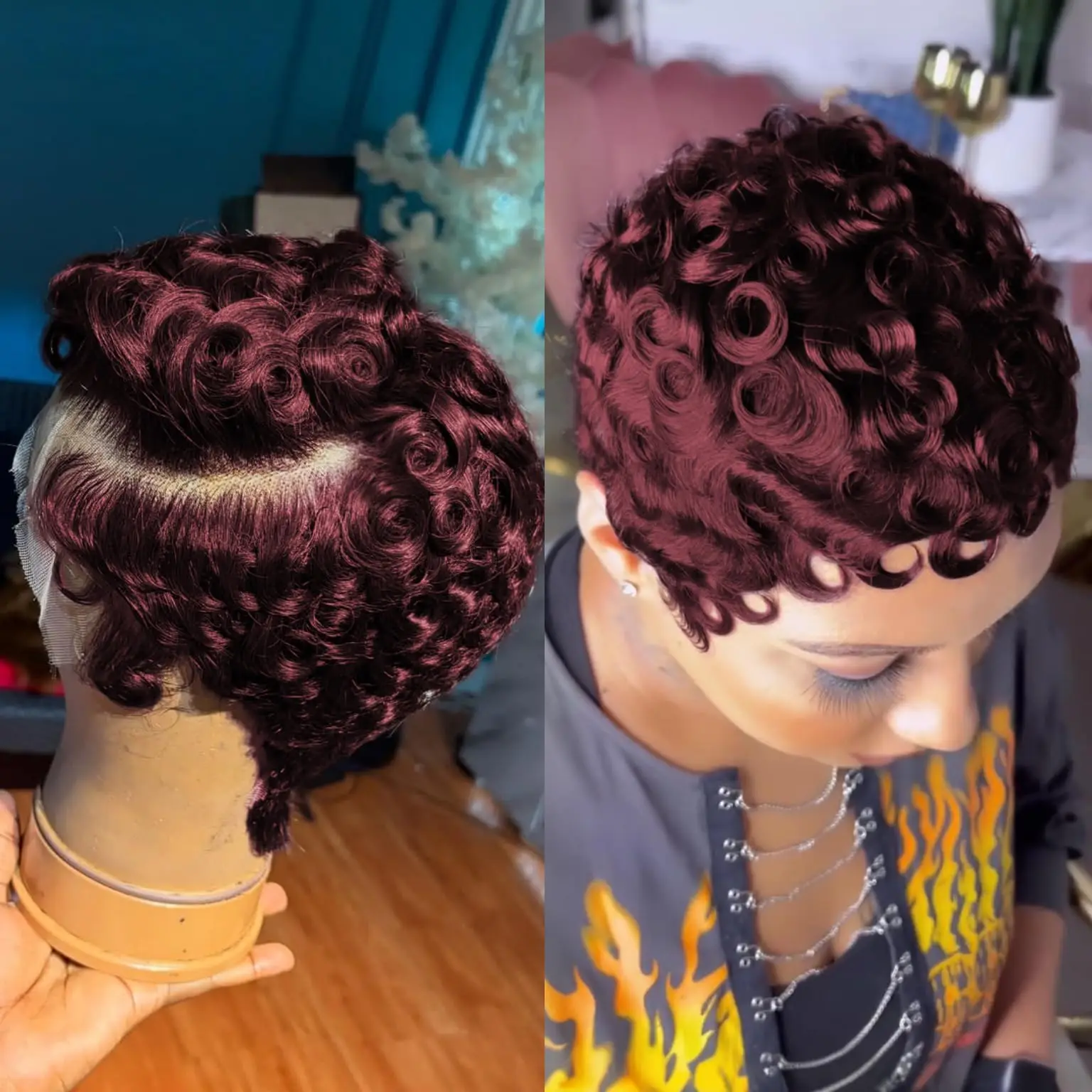 

Short Curly Pixie Cut 13x4 Lace Front Wig Human Hair Wigs 13x4 HD Lace Frontal Wigs Short Layered Curly Glueless Wig Human Hair