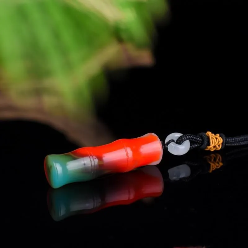 Xinjiang Hetian Jade Colorful Jade Bamboo Pendant for Men and Women Is Rising Steadily, and Bamboo Newspaper Pendant Is Safe