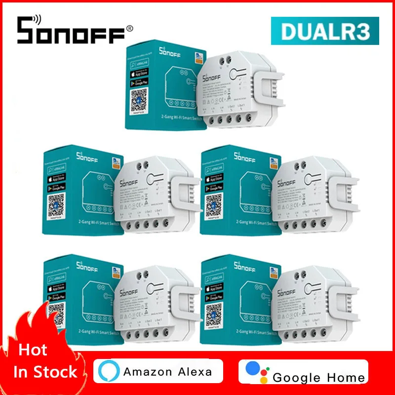 SONOFF DUAL R3 2 Gang Modulo Relè Intelligente FAI DA TE MINI Smart Switch Misurazione della Potenza Controllo Domestico Intelligente Via EWeLink Alexa Google Casa