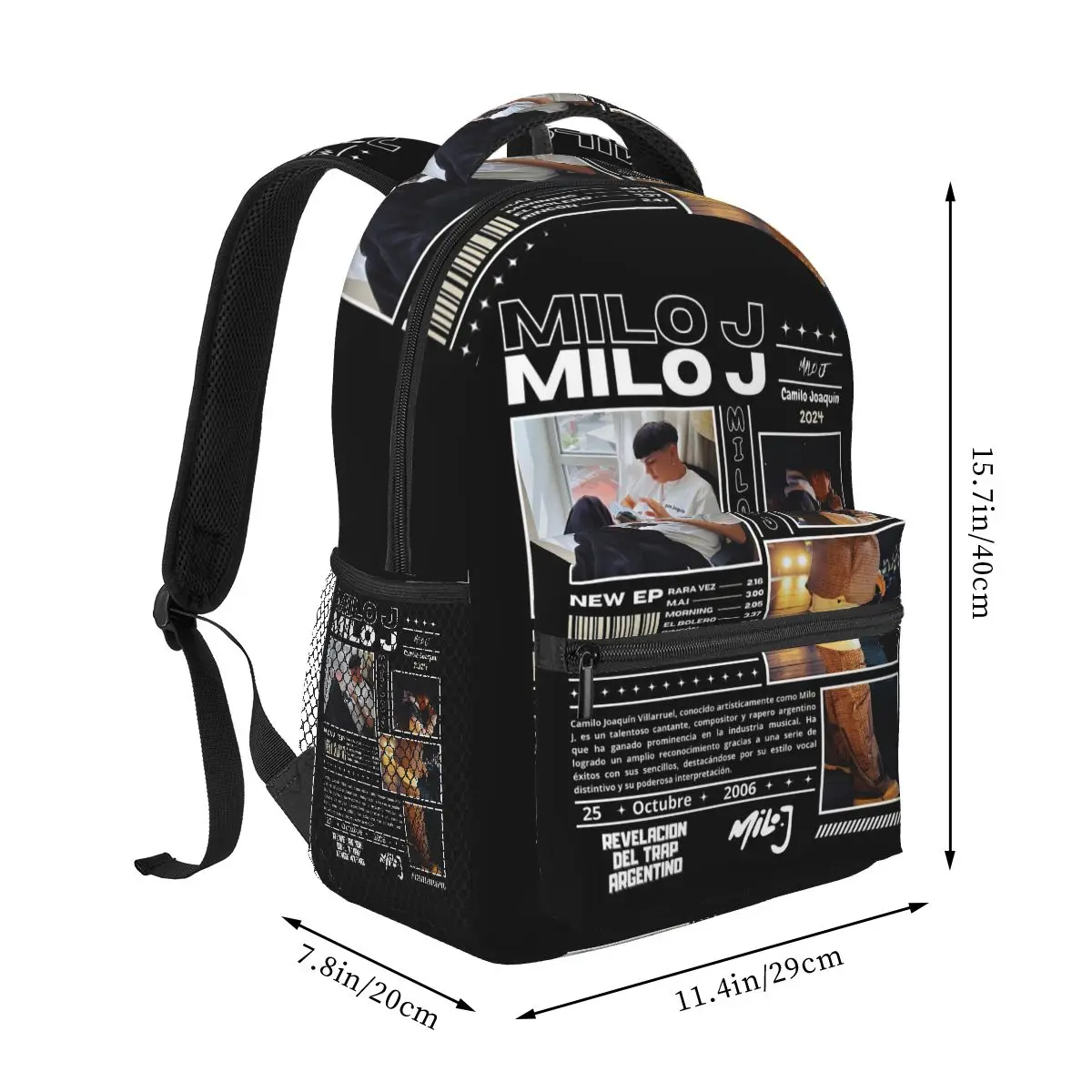 Rapper Milo J La Vida Era Mas Corta Album Backpack Student Boys Girls BookBag Children School Bag Shoulder Bags for Men Women