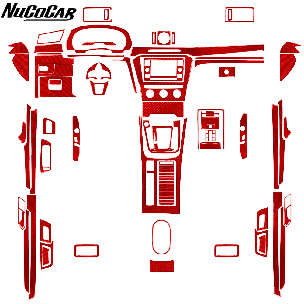 For Volkswagen Magotan CC 2017-2024 Red Carbon Fiber Central navigation radio AC door panel Car Accessories Decorative Stickers