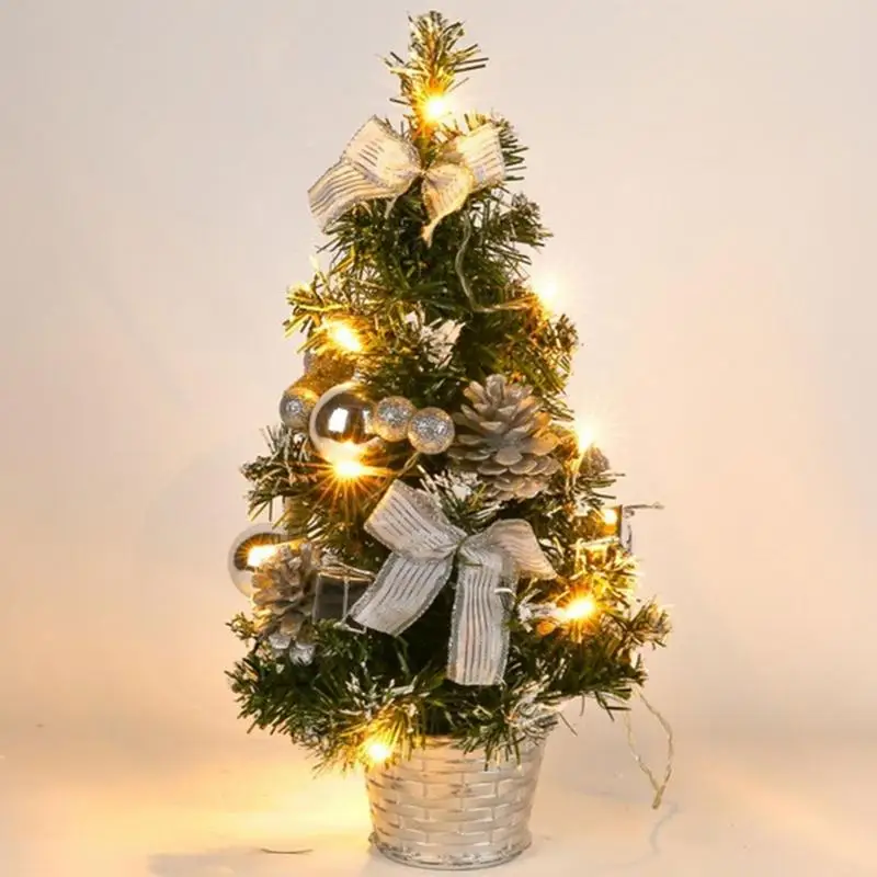 

Artificial Christmas Tree With LED Fairy Lights Mini LED Christmas Tree With Pine Cones 40cm Christmas Tree For Home Indoor