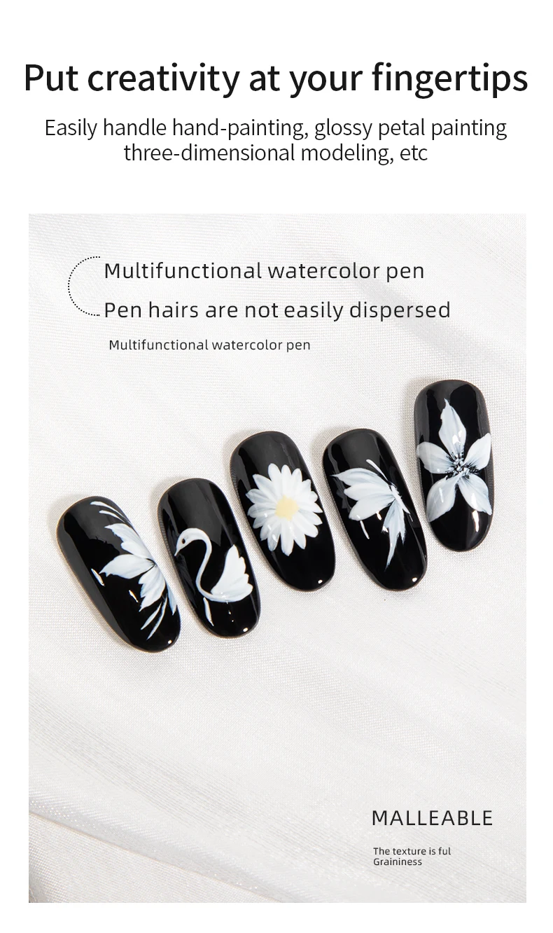RS Nail Art Malerei Pinsel Acryl Linien Stift Streifen Gitter Blume Schmetterling Zeichnung Aquarell Pinsel DIY Design Maniküre Werkzeuge – Detail 5