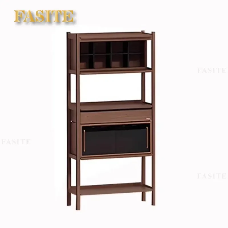 For North American  Frame Tea Table Rack All Solid Wood Side Cabinet Simple Storage Compartment Living Room
