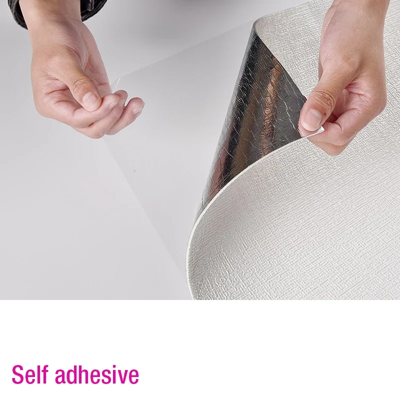 3D DIY Thicken Waterproof Mildew Proof Self-adhesive Insulation Wallpaper Linen Plain Color Stickers Renovation Wall Stickers