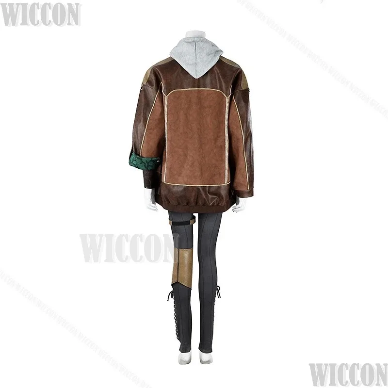 asdh8@Alma ‌     Monster Game Hunter Wilds Приемник Косплей Костюм Опора Парик Очки Пальто Женщины Хэллоуин Ролевая Игра Наряд Cust