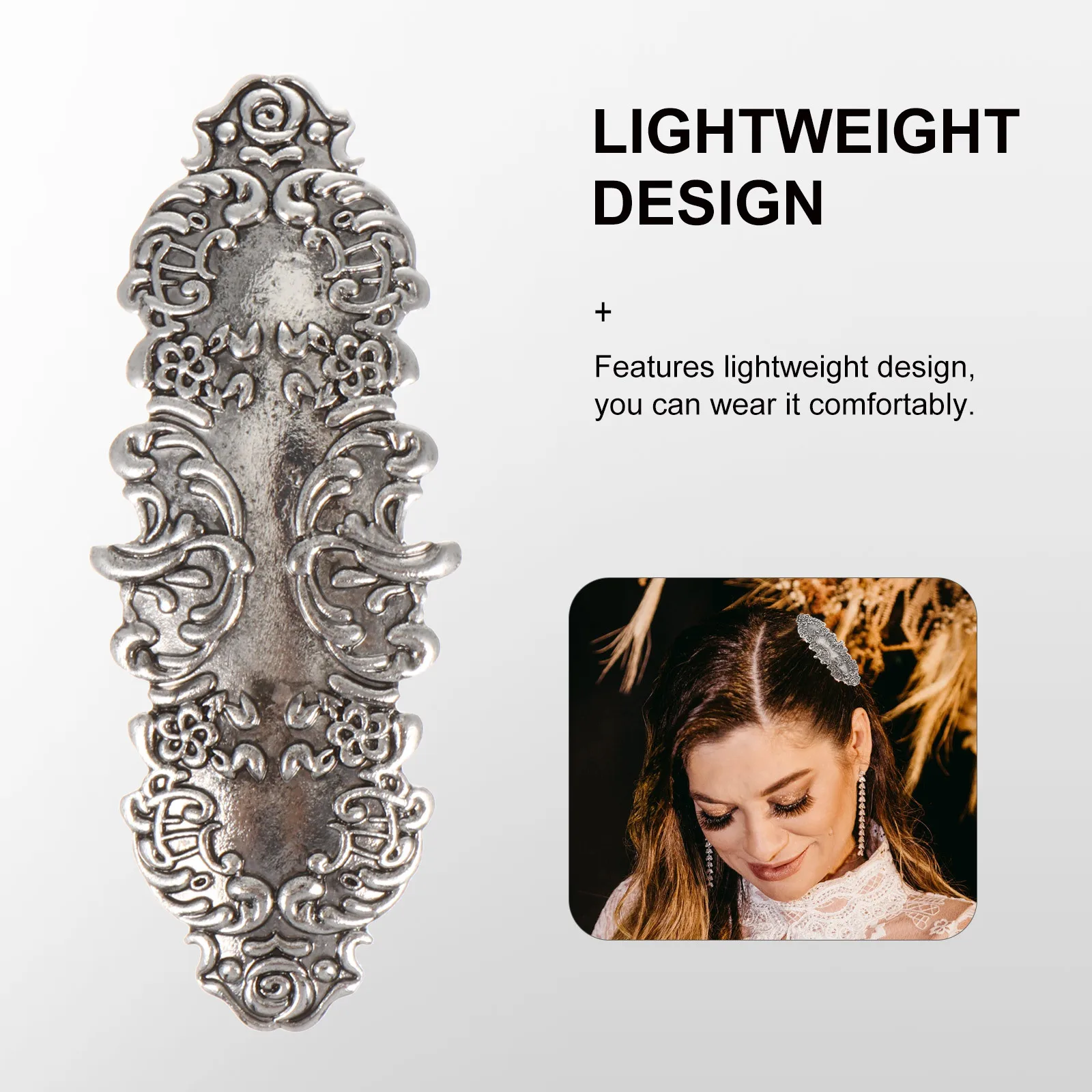 

2pcs Retro Metal Hair Clips Women Vintage Large Decorative Barrettes Alloy Ponytail Hairpins Non Slip Lightweight Hair