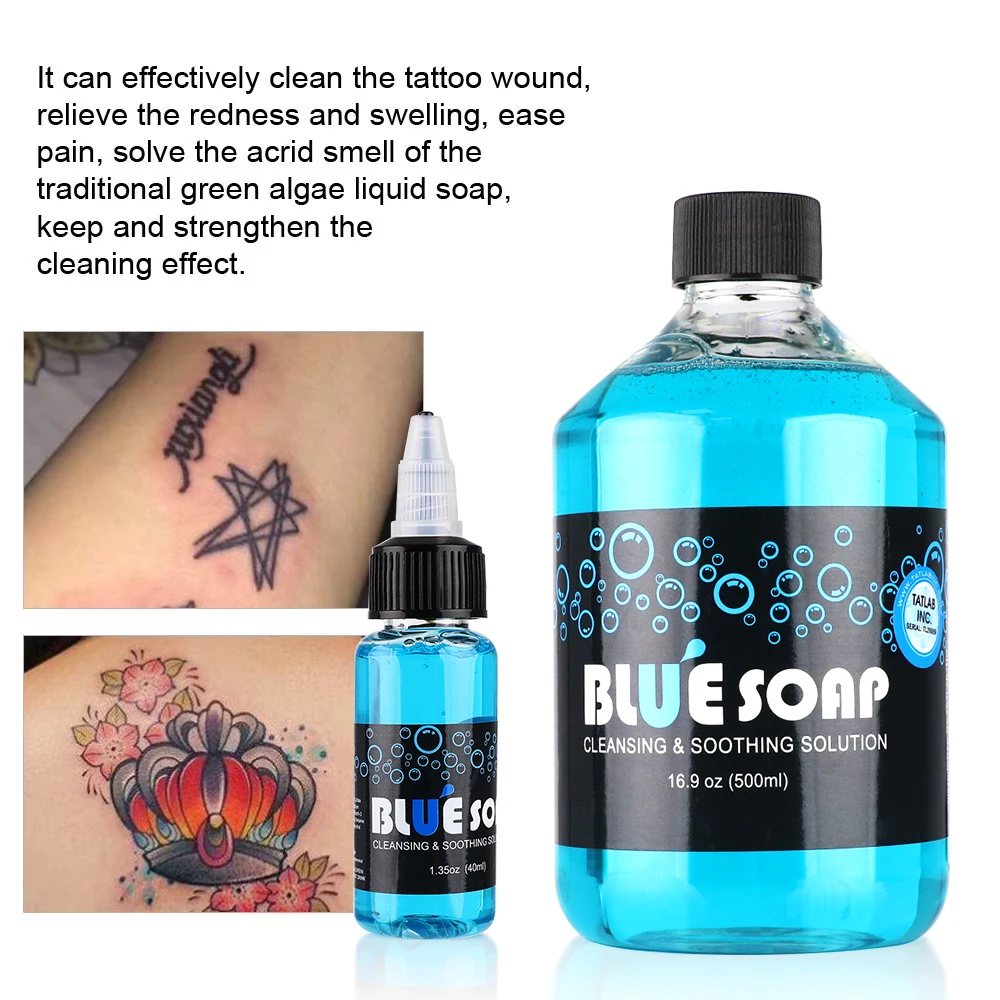 40/500 مللي مركز الوشم الأزرق الصابون السائل تنظيف الحل رغوة غنية الوشم لوازم أداة تنظيف الوشم