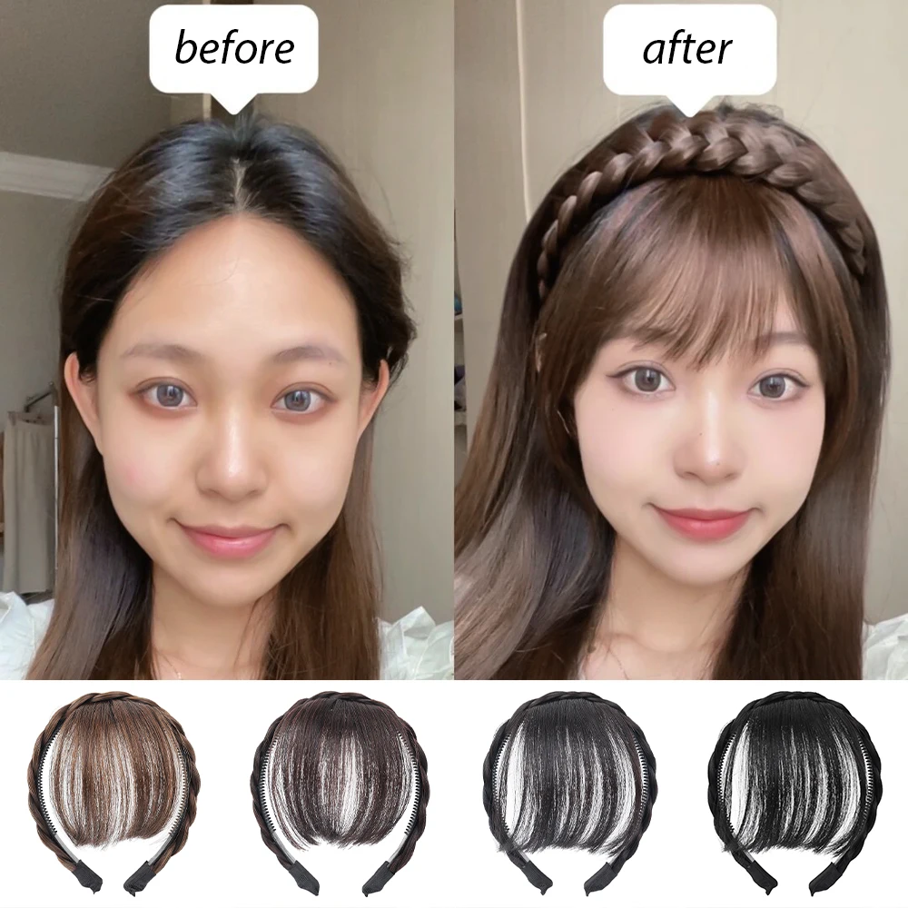 Gefälschte Haar Stirnband Fransen Perücke Pony Haarband Haarverlängerung Frauen Mädchen Clips In Haarverlängerung Haarschmuck Haarteil Clips – Detail 11