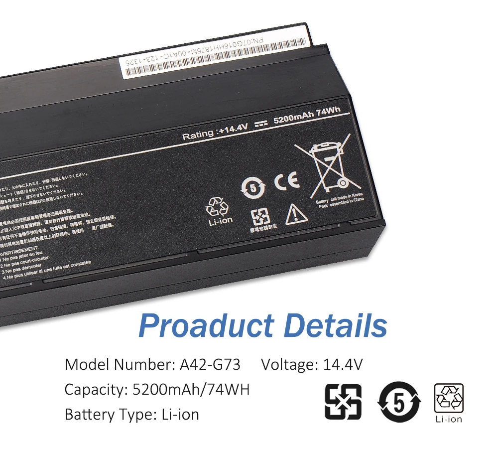 ETESBAY A42-G73 5200mAh Laptop Akku für ASUS G53 G53S G53J G53JW G53SX G73 G73S G73J G73JH G73JQ G73JW G73JX g73SW G73-52