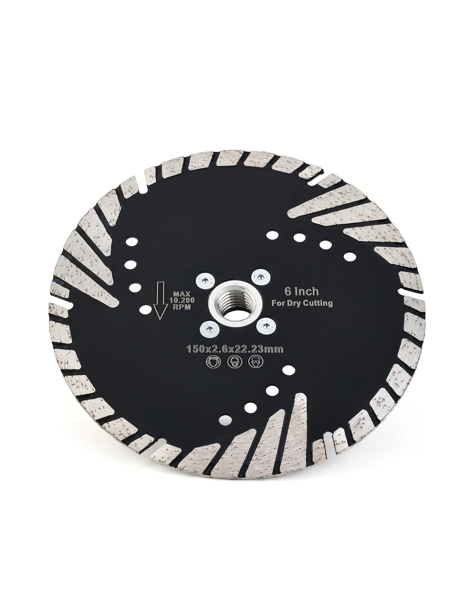 

Diamond Granite Blade 6" Diamond Turbo Cutting Blade with 5/8"-11 or M14 Flange for Marble Granite Pavers Concrete Dry Cutting