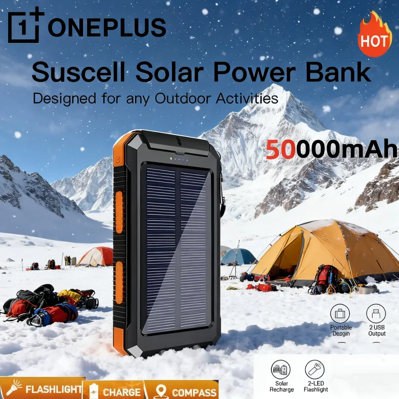 

50000 мАч Солнечная батарея Портативная зарядка Повербанк Внешнее зарядное устройство Сильный свет LDE Light для iphone Samsung Xiaomi