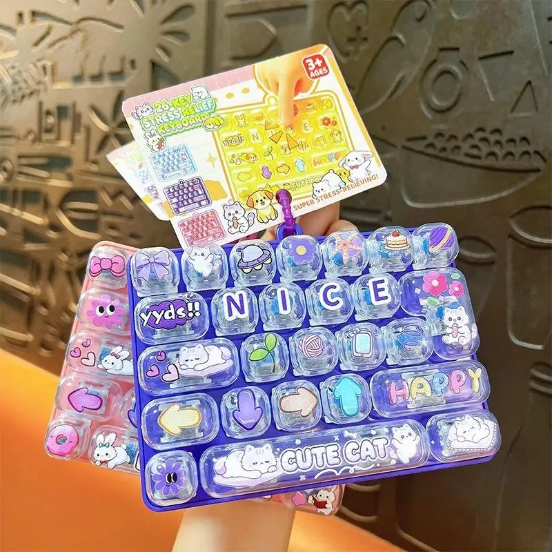 Hot Sale 26-Key Decompression Button Transparent Cute Design Mini Keyboard Pendant Simulation Keyboard Keyboard Keychain