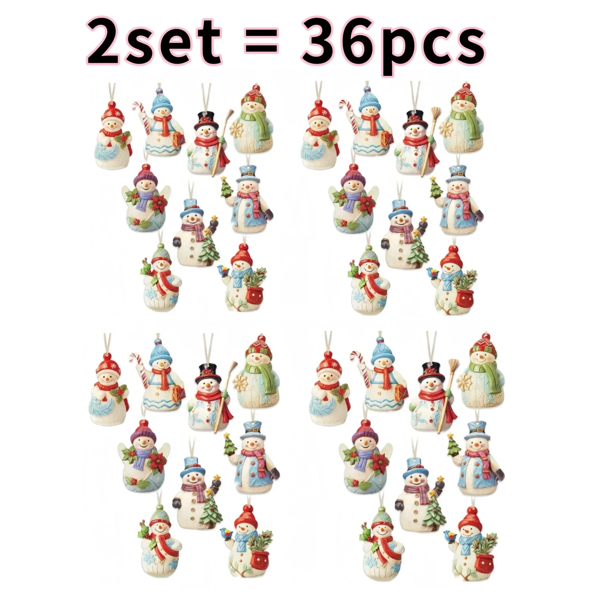 Wooden Christmas snowman pendant,Christmas tree decoration set