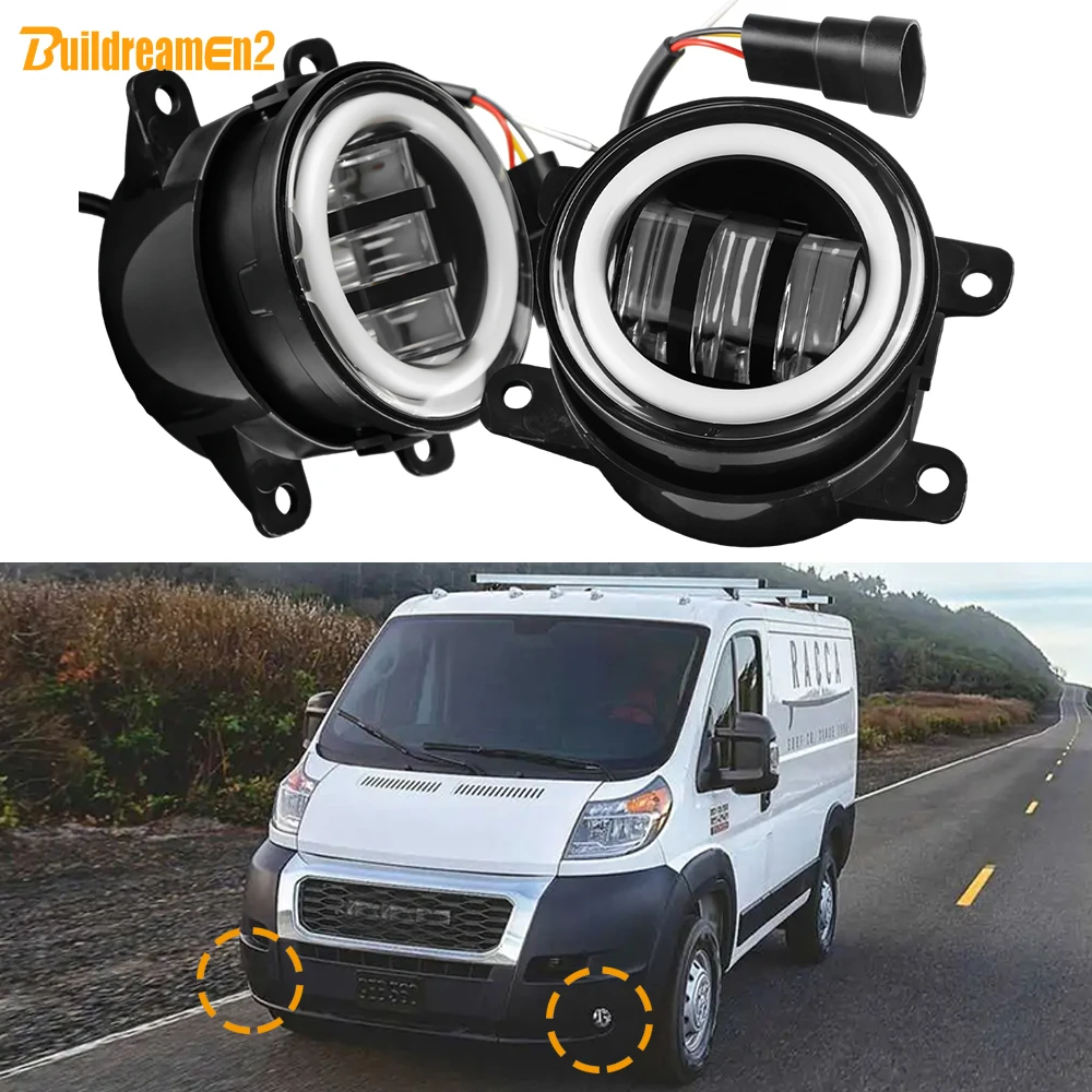 3IN1 Design Car LED Angel Eye Fog Light + Turn Lamp + Daylight DRL 30W For Ram ProMaster City 2015-2022