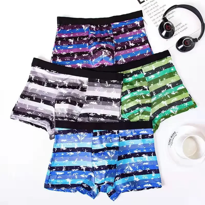 4pcs/Lot Men\'s Panties Male Underpants Man Pack Shorts Boxers Underwear Fashion Sexy Mens Boxer Ultrathin Large Size L-4XL