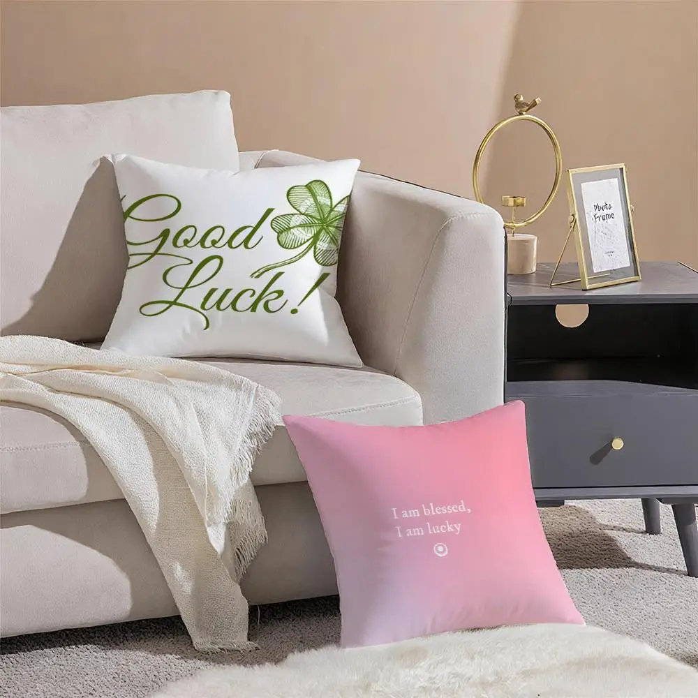 S-solid color series blessing luck Cushion Cover Linen Pillow Case Soft Breathable Protective Couch Room Decoration