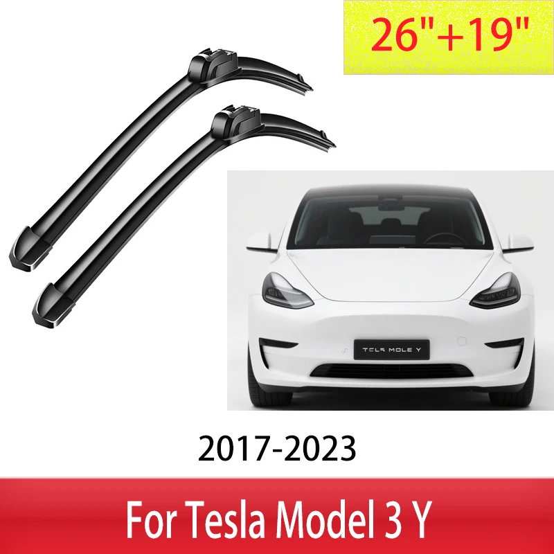 

For Tesla Model 3 Y Front Wiper Blades 2017-2023 2018 2019 2020 2021 2022 Windscreen Windshield Window Accessories 26"+19"