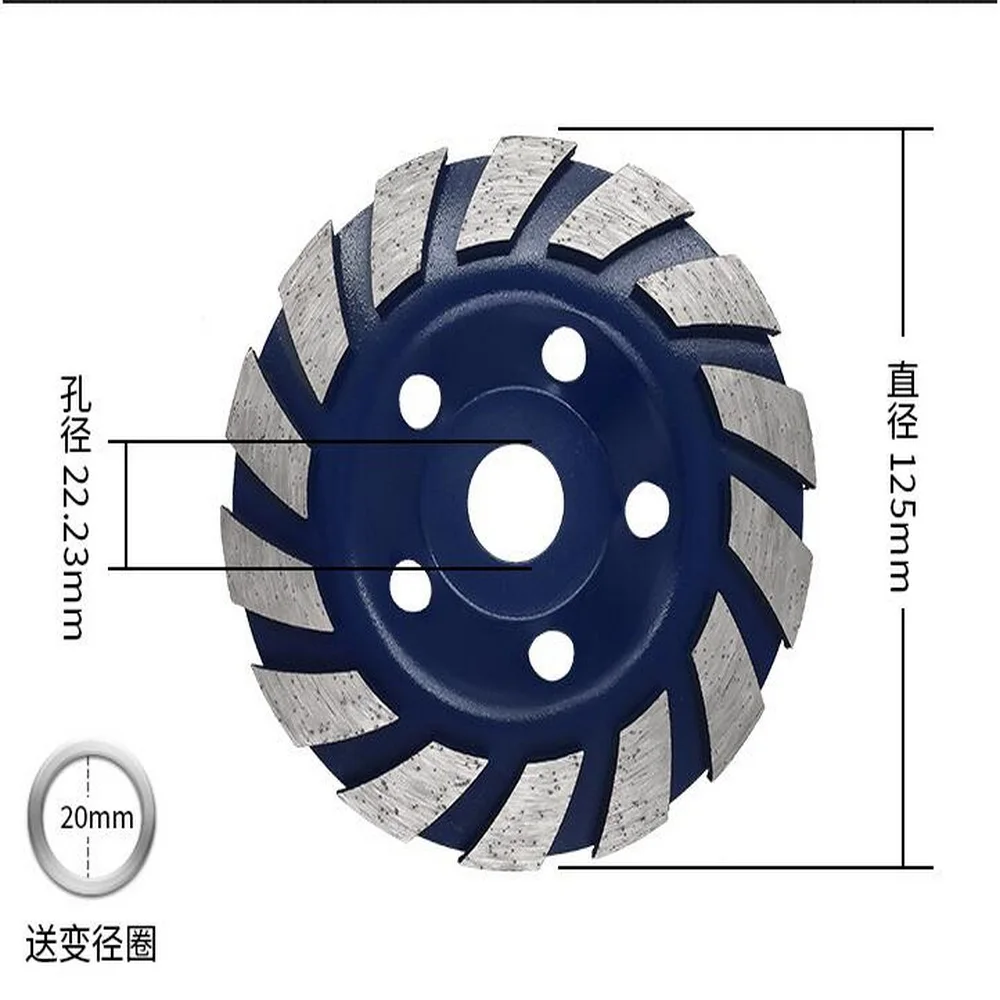 ต้นทุนขายคุณภาพสูง 125*22*5 มม.T/I/double Turbo Segmented เปียกถ้วยล้อสําหรับบดหินอ่อน/หินแกรนิต/เซรามิค/คอนกรีต