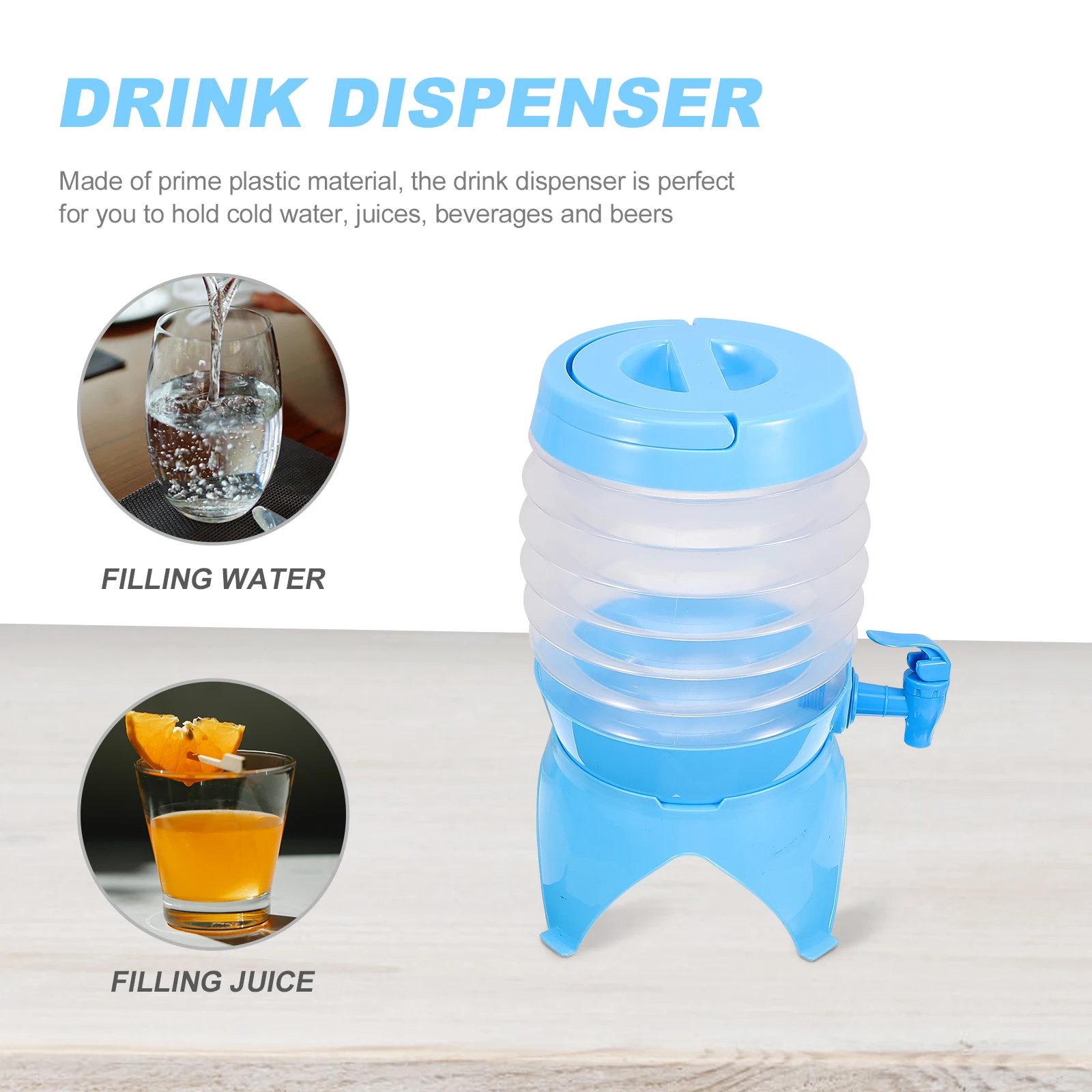 

1set 1Set Portable Drink Spigot Foldable Beverage Large Capacity Outdoor Sports Party Beer Lemonade Juice Dispenser Safe Plastic