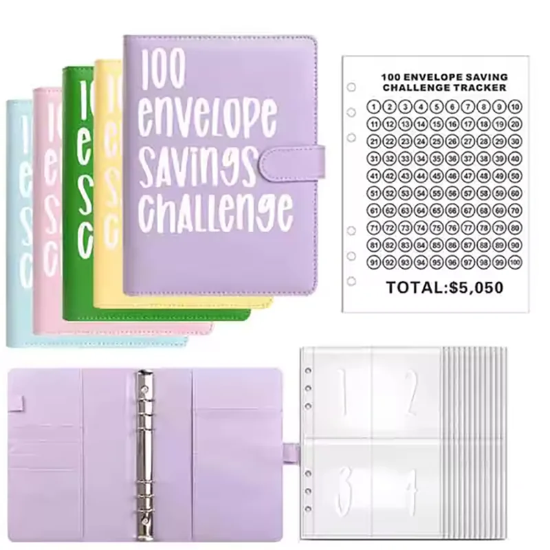 100 Envelope Challenge Binder Save Savings Challenges Loose-Leaf Binder Budget Binder With Cash Envelopes Money Organizer System