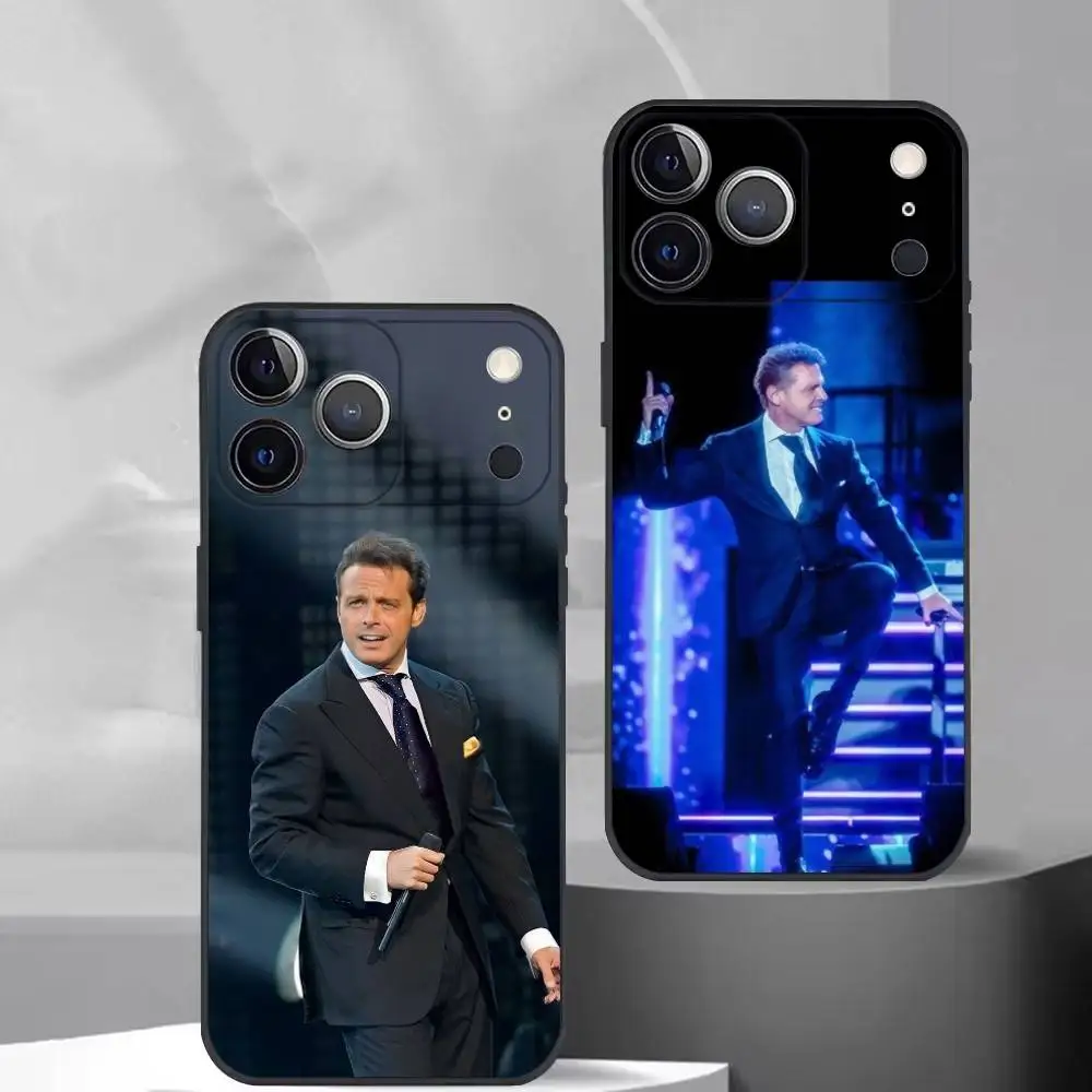 Funda para Teléfono con Diseño de Luis Miguel, para iPhone 17, 16, 15, 14, 13, 12, 11 Plus, Pro Max, Otros, Cubierta Negra Suave