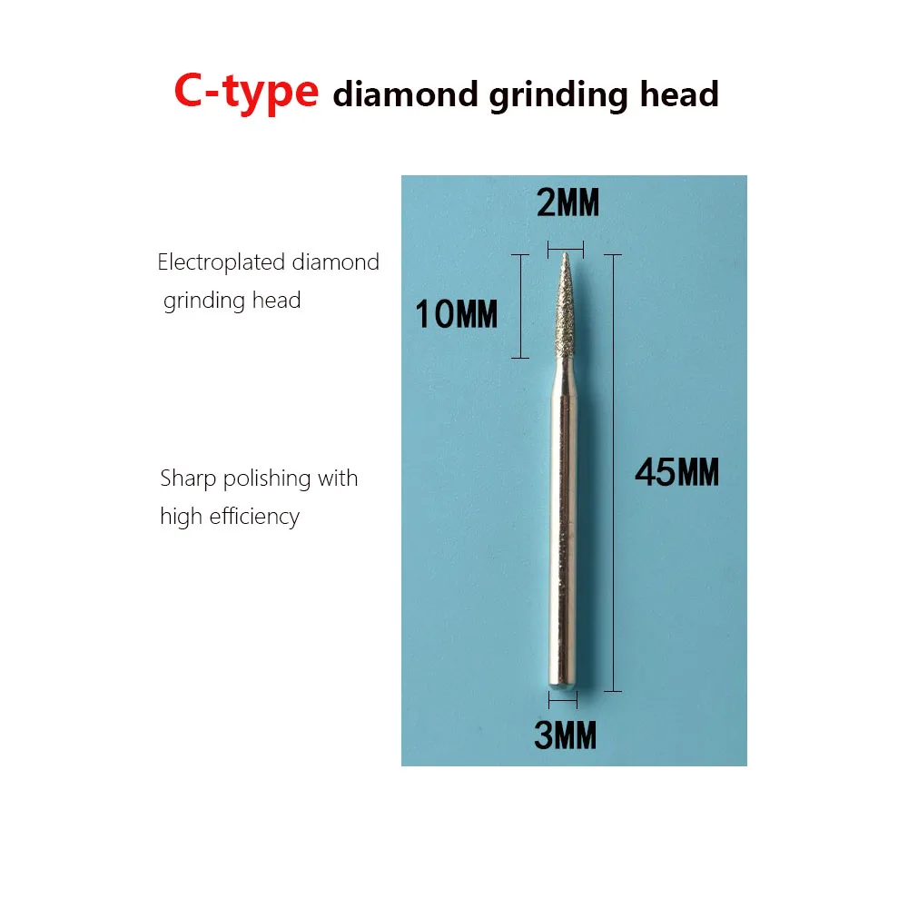 Diamond grinding drill bit, burr group, polishing drill bit, installed on Dremel rotating tool drill bit