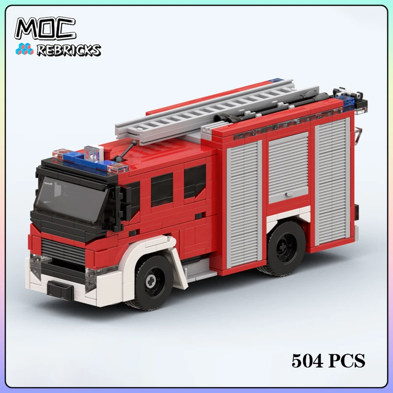 

City Series MOC Bricks Red Fire Engine Building Block Model Kits DIY Puzzle Assembling Display Toys Christmas Gifts