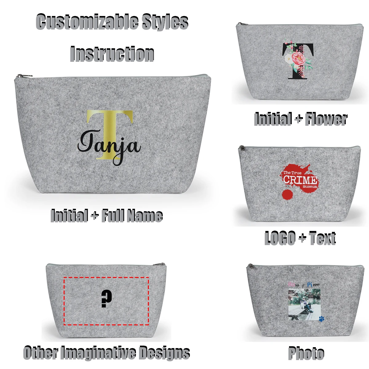 حقيبة يد مخصصة لصور نصية ذات سعة كبيرة ومتينة لمستلزمات الحيوانات الأليفة وحقيبة تنظيم وحقيبة مكياج هدية مخصصة لحدث فريق الشركة