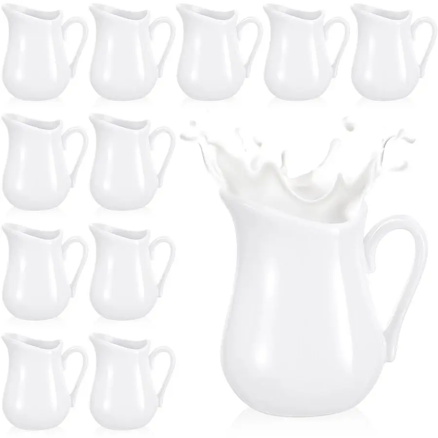 

12 шт., небольшой кувшин для сливочного молока на 4,5 унции, классический белый фарфоровый сливочник с ручкой, керамический дозатор сиропа из клена, кофейный Dai