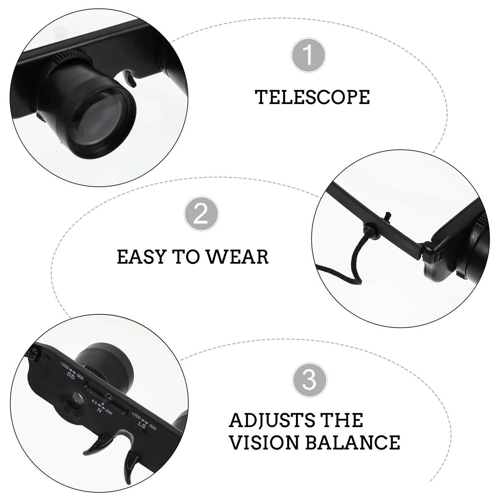 

Head Mounted Lightweight Vision Balance Wheel Roof Prisms Outdoor Travel Sightseeing Mini Telescope Black