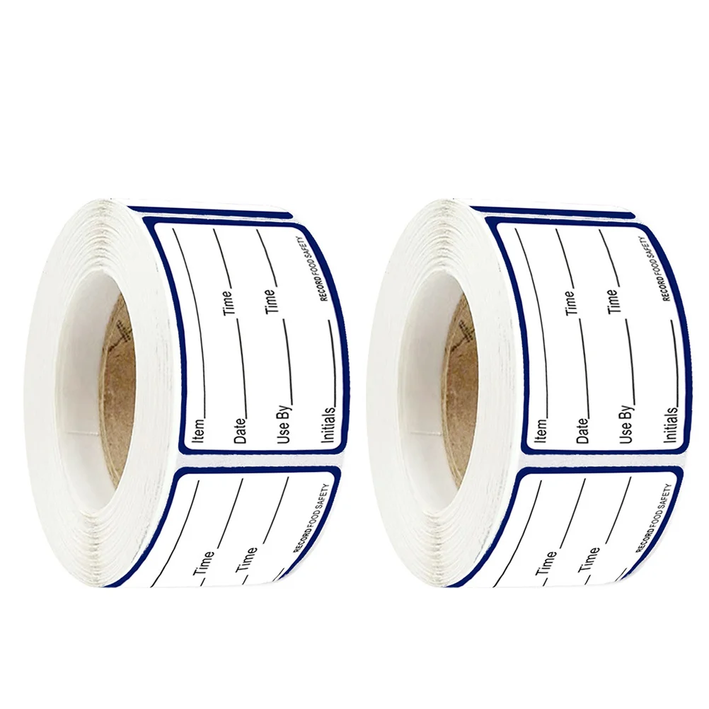 2 rotoli di carta per etichette per conservazione degli alimenti per contenitori per frigorifero e congelatore Etichette adesive sintetiche impermeabili