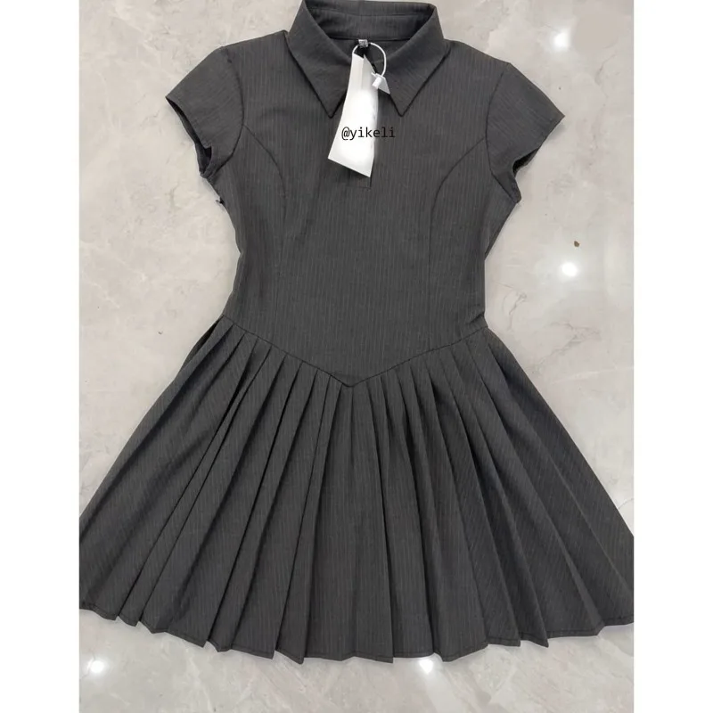 

Summer Gentle Style Dress for Women 2024 New Korean Version Sweet and Spicy Temperament Slim Fit Polo Collar Pleated Dresses